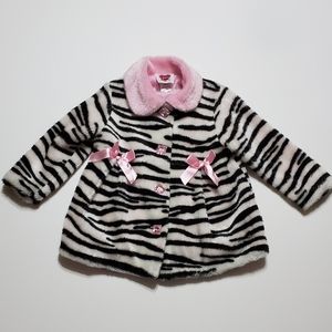 Girls Faux Coats Zebra Print Fashion Jacket By Little Lass Size 2T